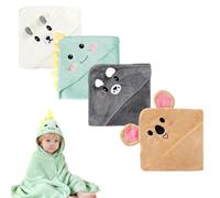 Asciugamano con cappuccio, 4 pezzi, asciugamano con cappuccio, asciugamano per bambini, in pile corallo, 80 x 80 cm, asciugamano da bagno per neonati, unisex