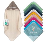Asciugamano con cappuccio per neonato con nome ricamato, Oeko-TEX® Standard 100 - Asciugamano personalizzato per neonato con cappuccio in pura cotone con ricamo di nome e motivo (Marrone chiaro, 80 x