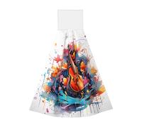 Asciugamano da appendere in pile di corallo, asciugamano da appendere per bambini e adulti, asciugamano da cucina super assorbente per bagno e cucina, nota colorata a forma di chitarra