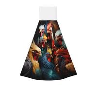 Asciugamano da appendere in pile di corallo, asciugamano da appendere per bambini e adulti, bagno e cucina, galli colorati in piedi insieme asciugamano da cucina super assorbente