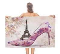 Asciugamano da Bagno Abstract Paris Theme Eiffel Tower Asciugamani Bagno Lavabile Resistente Telo Doccia per Campeggio Piscina Vacanze 80X130Cm