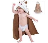 Asciugamano da bagno con cappuccio, 35,4 x 35,4, 100% cotone, super morbido, assorbente, motivo mucca, regalo per la doccia per bambini e bambine
