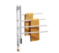 Asciugamano Da Bagno Con Riscaldamento Elettrico Nero/bianco/grigio, Portasciugamani, Display Touch, Girevole Basso Consumo Energetico(White-B)