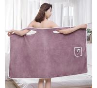 Asciugamano da Bagno da Sauna da Donna, con Tasca, Portatile, Accappatoio Regolabile, Asciugamani da Bagno indossabili, Accappatoi per la Doccia, Abiti per Asciugamani da Spa(Dark Purple,Medium)