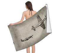 Asciugamano da bagno extra large in morbida microfibra con stampa di aeroplani della seconda guerra mondiale, 52 x 32, telo da mare super assorbente, adatto per bagni sportivi, piscine, donne e uomini