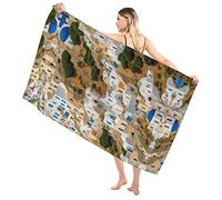 Asciugamano da bagno extra large in morbida microfibra con stampa di architettura, 51 x 31,5, telo da mare super assorbente, adatto per uomini e donne, sport, bagno, piscina, viaggi