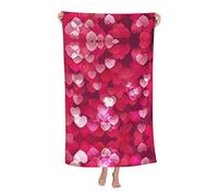 Asciugamano da bagno extra large in morbida microfibra con stampa di cuori d'amore di San Valentino, 52 x 32, telo da mare super assorbente, adatto per uomo donna, sport, bagno, piscina, viaggi
