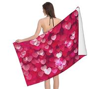Asciugamano da bagno extra large in morbida microfibra con stampa di cuori d'amore di San Valentino 52 x 32 Asciugamano da spiaggia super assorbente, adatto per donne uomini Sport Bagno Piscina Viaggi