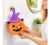 Asciugamano da bagno per Halloween, da appendere a forma di zucca, in pile | Simpatica forma di zucca con anello per appendere la cucina, il bagno, il lavandino e la decorazione stagionale di Halloween