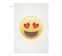 Asciugamano Da Cucina Con Emoji A Forma Di Cuore - Faccia Sorridente Divertente