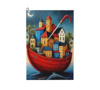 Asciugamano da golf per uomo e donna, con stampa di paesaggi urbani con barca in stile cartone animato n. 149, 61 x 40 cm, alla moda, assorbente e ad asciugatura rapida, accessori per la pulizia della