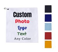 Asciugamano da golf personalizzato con foto 40,6 x 40,6 cm, asciugamani in microfibra per borse da golf per uomo, Bulk 1-100 pezzi, design il tuo divertente asciugamano da golf club con testo del logo