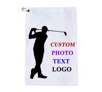 Asciugamano da Golf Personalizzato Foto Nome Logo e Scritta, Microfibra Waffle con Clip, Doppio Lato Personalizzabile, Ordini in Lotto, Accessori Golf Uomo Donna 39.9 x 60 cm