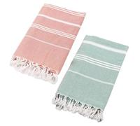 Asciugamano da spiaggia 2 pezzi 39x71 pollici telo da mare turco a righe morbide con nappe asciugamani turchi assorbimento d'acqua asciugamani da piscina per accessori da viaggio per il nuoto
