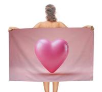 Asciugamano da spiaggia a forma di cuore rosa in microfibra senza sabbia, grandi asciugamani da doccia multiuso assorbente per bagno piscina 130 x 80 cm