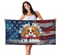 Asciugamano da spiaggia ad asciugatura rapida, il mio cane pensa che io sia un Cavalier King Charles Spaniel, cane, per piscina, sport, campeggio, palestra, yoga, vacanze, donne e uomini