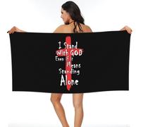 Asciugamano da Spiaggia Beach Towel I Stand with God Even If It Means Standing Alone Asciugamano Microfibra Telo da Palestra Morbid Asciugamani per Casa Sauna Yoga 80X130Cm