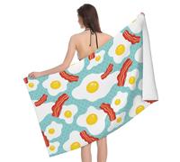 Asciugamano da Spiaggia Breakfast Telo da Bagno Morbid Asciugamani Microfibra Telo da Palestra per Yoga Sauna Uomo E Donna 80X130Cm