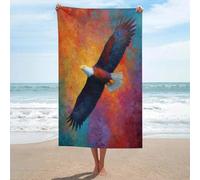 Asciugamano da spiaggia colorato con aquila calva in volo, in microfibra, senza sabbia, grande, multiuso, assorbente, per bagno e piscina, 130 x 80 cm
