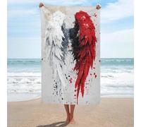 Asciugamano da spiaggia con ali d'angelo bianco e rosso graffiti in microfibra senza sabbia, grandi asciugamani da doccia multiuso assorbente per bagno piscina 130 x 80 cm