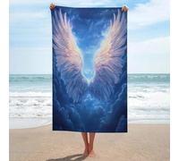Asciugamano da spiaggia con ali d'angelo, in microfibra, senza sabbia, grande, multiuso, assorbente, per bagno e piscina, 130 x 80 cm
