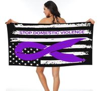 Asciugamano da spiaggia con bandiera Stop Violence, per la sensibilizzazione contro la violenza domestica, oversize per uomo e donna, asciugamano assorbente ad asciugatura rapida per viaggi, piscina,