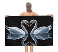 Asciugamano da spiaggia con cigni a specchio in microfibra senza sabbia, grandi asciugamani da doccia multiuso assorbente per bagno piscina 130 x 80 cm