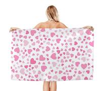 Asciugamano da spiaggia con cuoricini carini, coperta da spiaggia in microfibra altamente assorbente, morbidi asciugamani da bagno, 80 x 130 cm