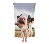 Asciugamano da spiaggia con divertente bacio sulla lingua di mucca, in microfibra, coperta tropicale oversize, grande, extra large, XL, asciugatura rapida, antisabbia, per donne, ragazze e bambini