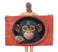 Asciugamano da spiaggia con motivo scimpanzé che guarda attraverso un foro circolare, in microfibra, grande, multiuso, assorbente, per bagno e piscina, 130 x 80 cm
