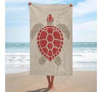 Asciugamano da spiaggia con motivo tartaruga su lino, in microfibra, grande, multiuso, assorbente, per bagno e piscina, 130 x 80 cm