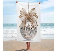 Asciugamano da spiaggia con palla da discoteca argento scintillante in microfibra senza sabbia, asciugamano da doccia grande, multiuso, assorbente, per bagno e piscina, 130 x 80 cm