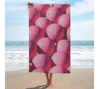 Asciugamano da spiaggia con palline da golf rosa, in microfibra, grande, multiuso, assorbente, per bagno e piscina, 130 x 80 cm