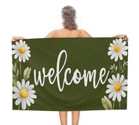 Asciugamano da spiaggia con piccola margherita su verde oliva, in microfibra, senza sabbia, grande, multiuso, assorbente, per bagno e piscina, 130 x 80 cm