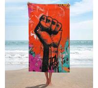 Asciugamano da spiaggia con pugno chiuso sollevato verso l'alto Street Art in microfibra senza sabbia, grandi asciugamani da doccia multiuso assorbente per bagno piscina 130 x 80 cm