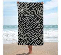 Asciugamano da spiaggia con stampa zebrata nera e grigia in microfibra senza sabbia, grandi asciugamani da doccia multiuso assorbente per bagno piscina 130 x 80 cm