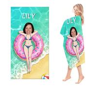 Asciugamano da spiaggia divertente personalizzato con il tuo nome e il tuo viso, ad asciugatura rapida, asciugamano da bagno, asciugamano da viaggio e da donna, ottimo accessorio estivo
