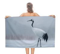 Asciugamano da spiaggia giapponese con gru in microfibra, grande, multiuso, assorbente, per bagno e piscina, 130 x 80 cm