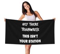 Asciugamano da Spiaggia Hey There Train Wreck, This Isn't Your Station Microfibra Asciugamano Leggeri Asciugamani Bagno per Piscina Uomo E Donna Casa 80X130Cm