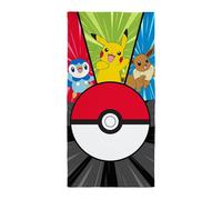 Character World Asciugamano ufficiale Pokémon per bambini, super morbido, design unito con Pikachu, Pokeball, perfetto per casa, bagno, spiaggia e piscina, taglia unica, 70 x 140 cm