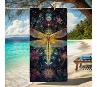 Asciugamano da spiaggia in microfibra con libellula, extra large, colorato, design bohémien, ad asciugatura rapida, assorbente, morbido, senza sabbia, oversize, leggero, per vacanze, picnic, attività