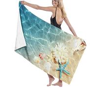 Asciugamano da spiaggia in microfibra oversize, telo da bagno da donna Seashell Summer Beach, grande telo da spiaggia per adulti, telo da mare per viaggio bagno yoga 32 x 52 pollici