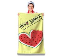 Asciugamano da spiaggia in microfibra personalizzato con messaggio estivo. Telo mare 160 x 80 cm ultra assorbente, asciugatura rapida, leggera e compatta. Idea Regalo Donna Uomo Adolescente Compleanno