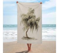 Asciugamano da spiaggia in microfibra senza sabbia con albero di salice piangente, grande, multiuso, assorbente, per bagno e piscina, 130 x 80 cm