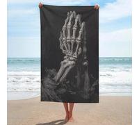 Asciugamano da spiaggia in microfibra senza sabbia con mani scheletrate in preghiera, asciugamano da doccia multiuso assorbente per bagno piscina 130 x 80 cm