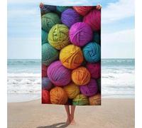 Asciugamano da spiaggia in microfibra senza sabbia con palline colorate aggrovigliate, asciugamano da doccia multiuso assorbente per bagno e piscina, 130 x 80 cm