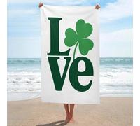 Asciugamano da spiaggia in microfibra senza sabbia con scritta "St. Patrick's Word Love", grande, multiuso, assorbente, per bagno e piscina, 130 x 80 cm
