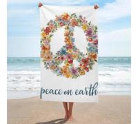 Asciugamano da spiaggia in microfibra senza sabbia con simbolo della pace ad acquerello grandi asciugamani da doccia multiuso assorbente per bagno piscina 130 x 80 cm