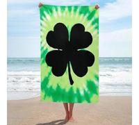 Asciugamano da spiaggia in microfibra senza sabbia, con tintura a nodi, con quadrifoglio, grande, multiuso, assorbente, per bagno e piscina, 130 x 80 cm