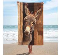 Asciugamano da spiaggia in microfibra senza sabbia, grande, con asino, multiuso, assorbente, per bagno e piscina, 130 x 80 cm